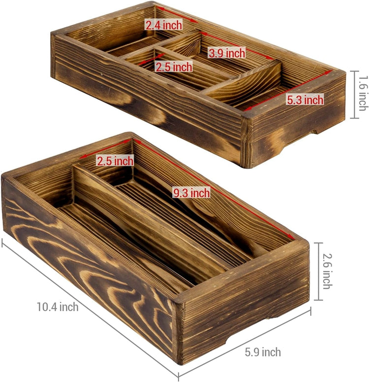 2 Tier Brown Wood Stackable Modular Vanity Storage Organizer Trays