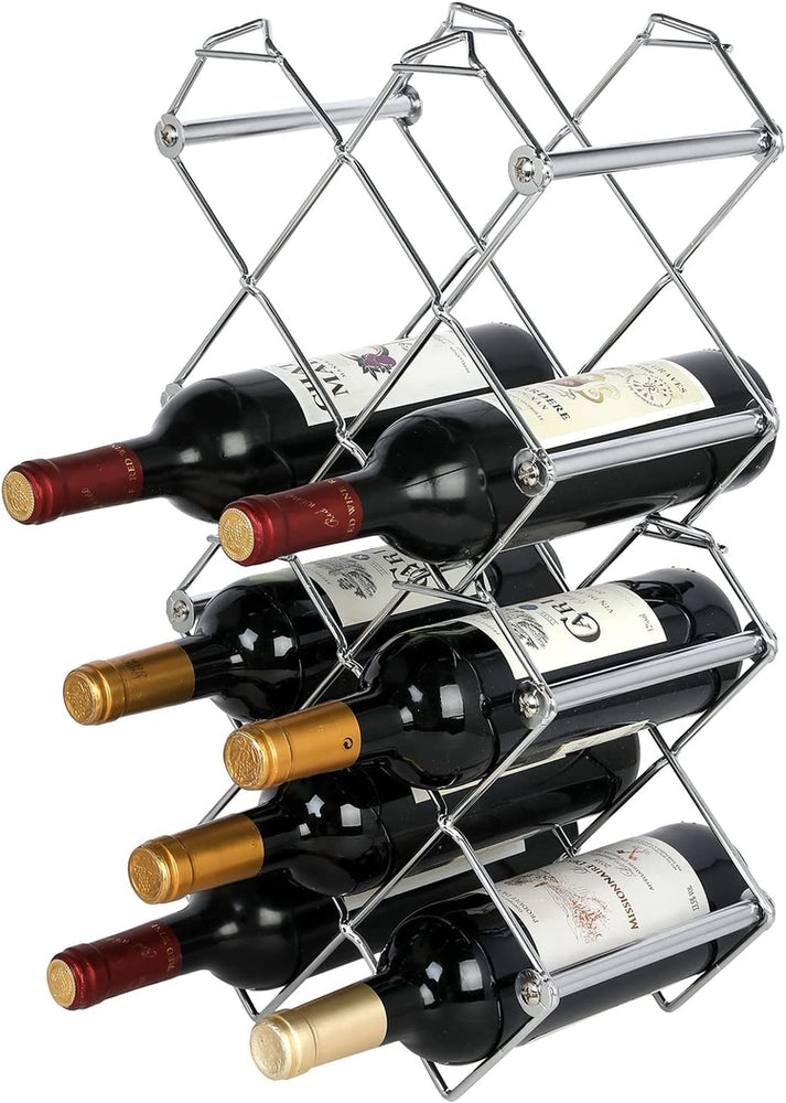 Diamond-Shaped Designer Metal Wire Tabletop Stackable Wine Racks, Set of 2-MyGift