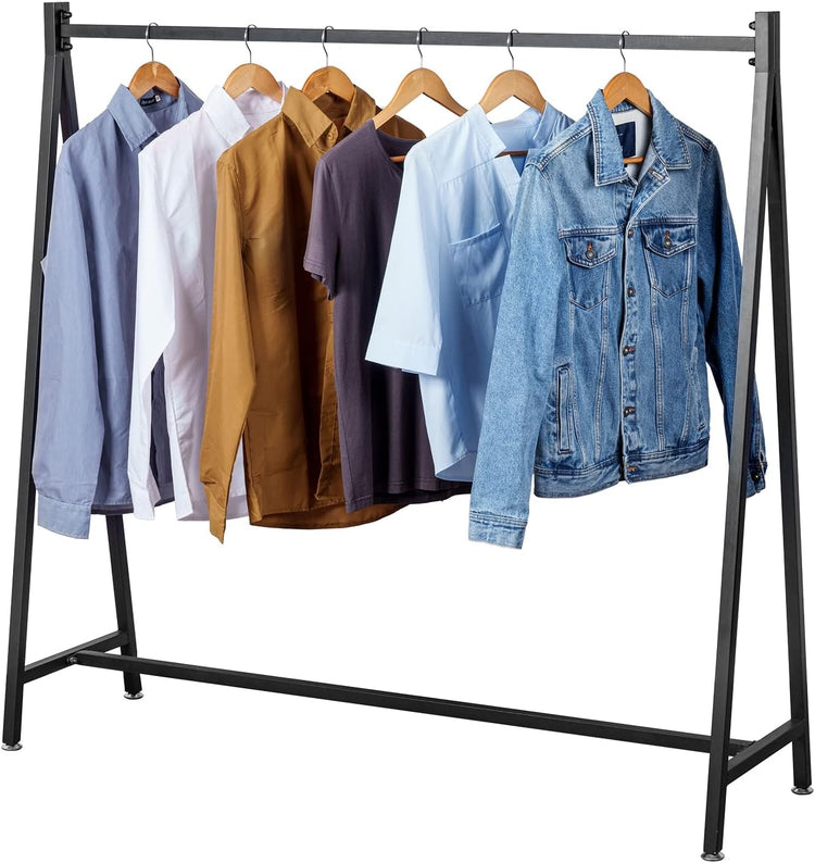 Black Heavy Duty Metal Wardrobe Clothing Rack, A-Frame Freestanding Ga ...