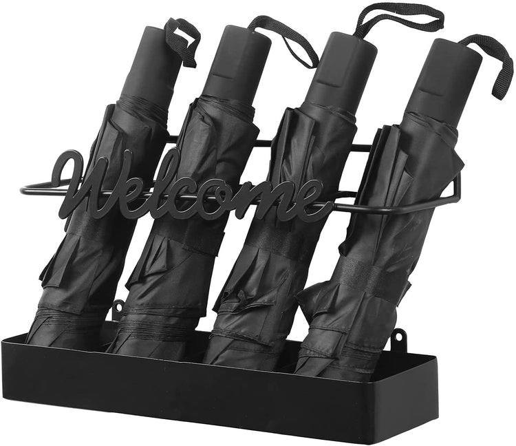 Geometric Matte Black Metal Freestanding Large and Small Umbrella Hold –  MyGift