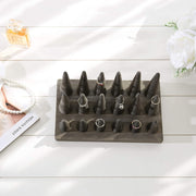 18-Finger Grey Wood Ring Holder, Decorative Jewelry Display Organizer Tray-MyGift