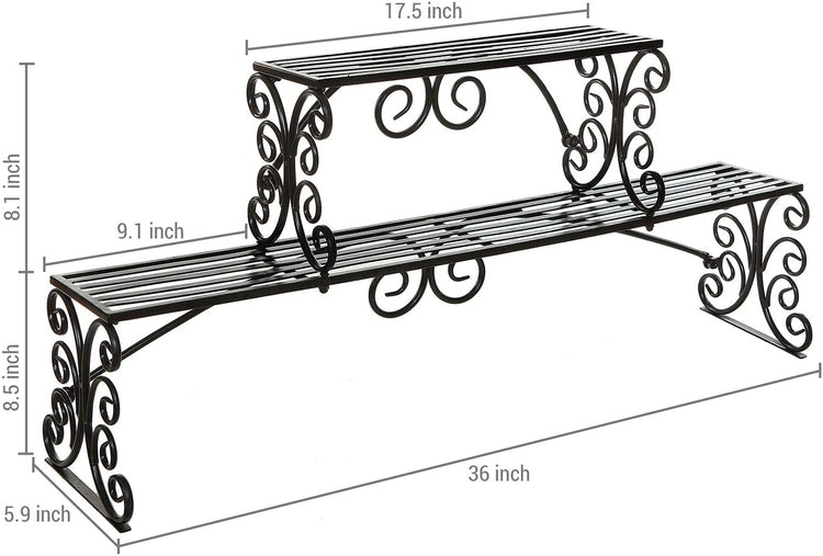 2 Tier Over-the-Sink Black Metal Scrollwork Design Storage Shelf Rack-MyGift