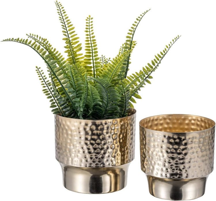 Hammered Brass Tone Metal Planter Pots, Decorative Flower Pot Plant Co –  MyGift