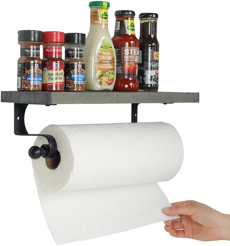 Black Metal Countertop Paper Towel Holder with Condiment Shel
