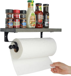 Wall Mounted Weathered Gray Wood Kitchen Paper Towel Roll Holder & Spi –  MyGift