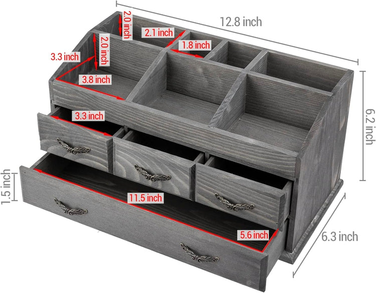 Gray Wood Vanity Organizer Rack with 4 Storage Drawers for Jewelry, Pe –  MyGift