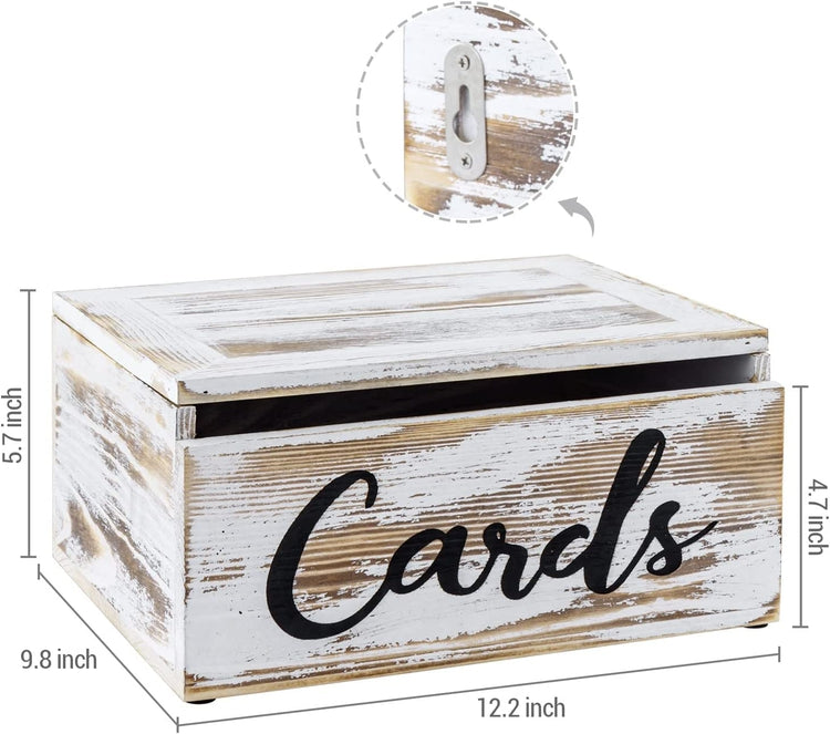 White Wood Wedding Card Holder Box with Slotted Lid and Antique Hinge –  MyGift