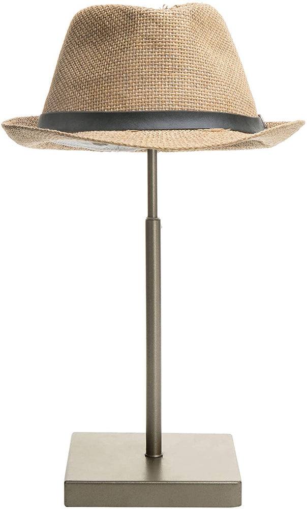 Bronze-Metal, Adjustable Height Hat Rack with Fabric Covered Dome, Tabletop Wig Display Stand-MyGift
