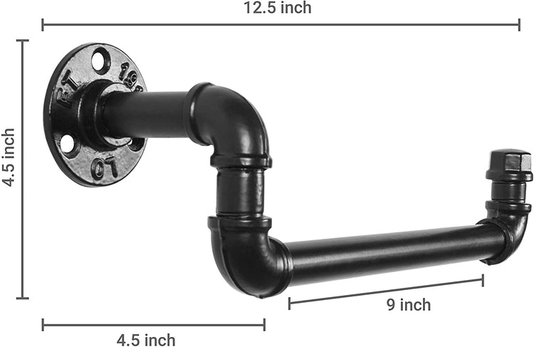 12.5 Inch Black Metal Industrial Pipe Wall Mounted Single Bar Towel Rack-MyGift