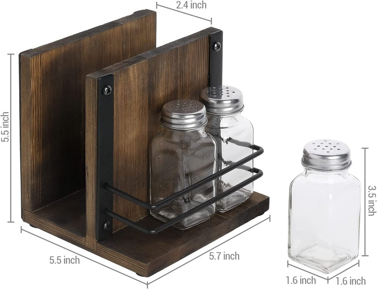 Glass Condiment Set Glass Salt and Pepper Set in Caddy 