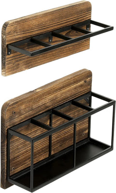 Burnt Wood & Black Metal Wall Mounted Lid Holder Rack - Fits up to 14 –  MyGift