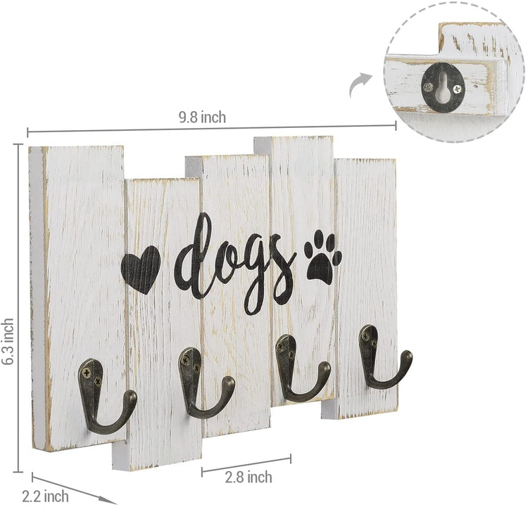 MTERSN Farmhouse Key Holder for Wall - Decorative Dog Leash Hanger Wall  Mounted and Coat Rack with 5 Unique 3D Dog Claw Hooks - Dog Accessories