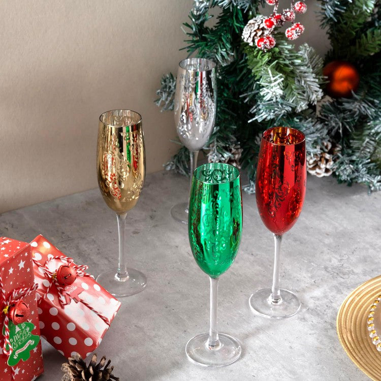 Gold Christmas Wine Glasses, Christmas Glassware