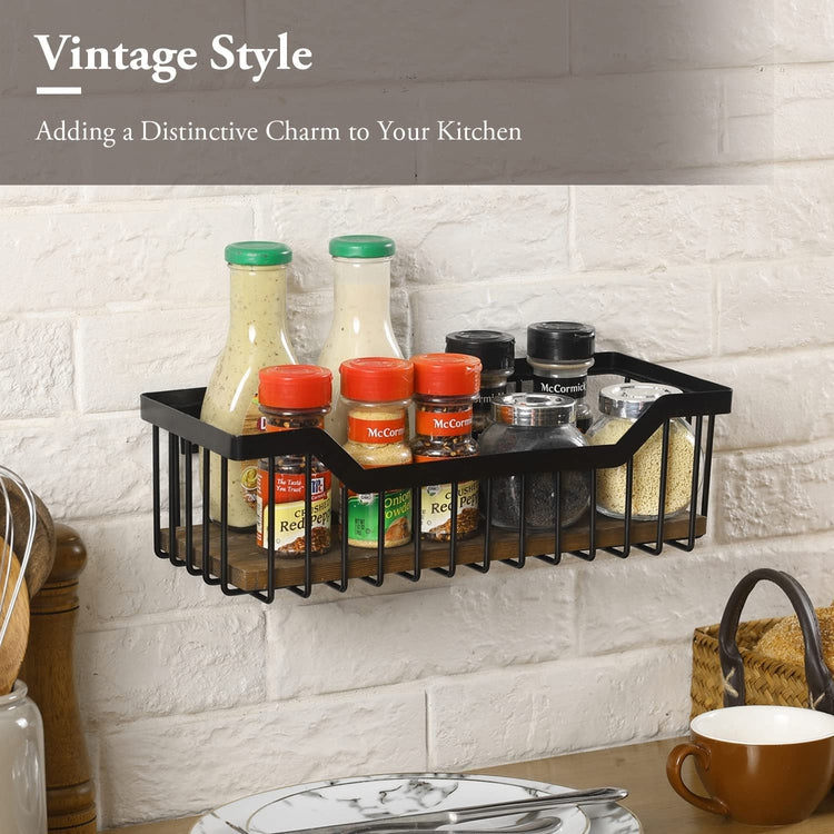 Wooden Kitchen Spice Rack, On The Wall