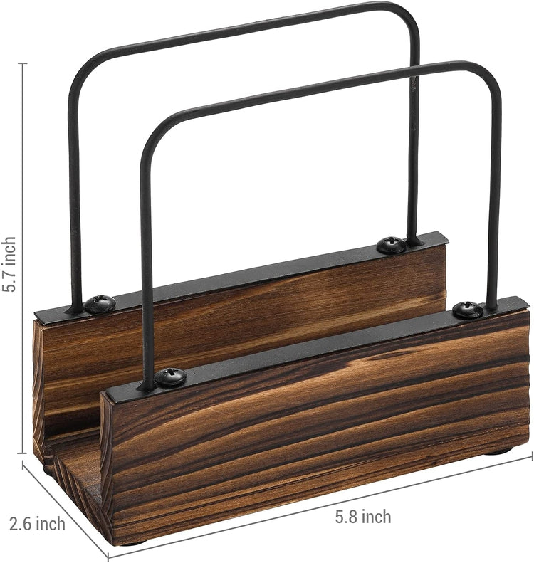 MyGift Rustic Kitchen and Dining Combo Caddy - Burnt Solid Wood and  Industrial Matte Black Metal Paper Towel Roll Dispenser Stand, Napkin  Holder