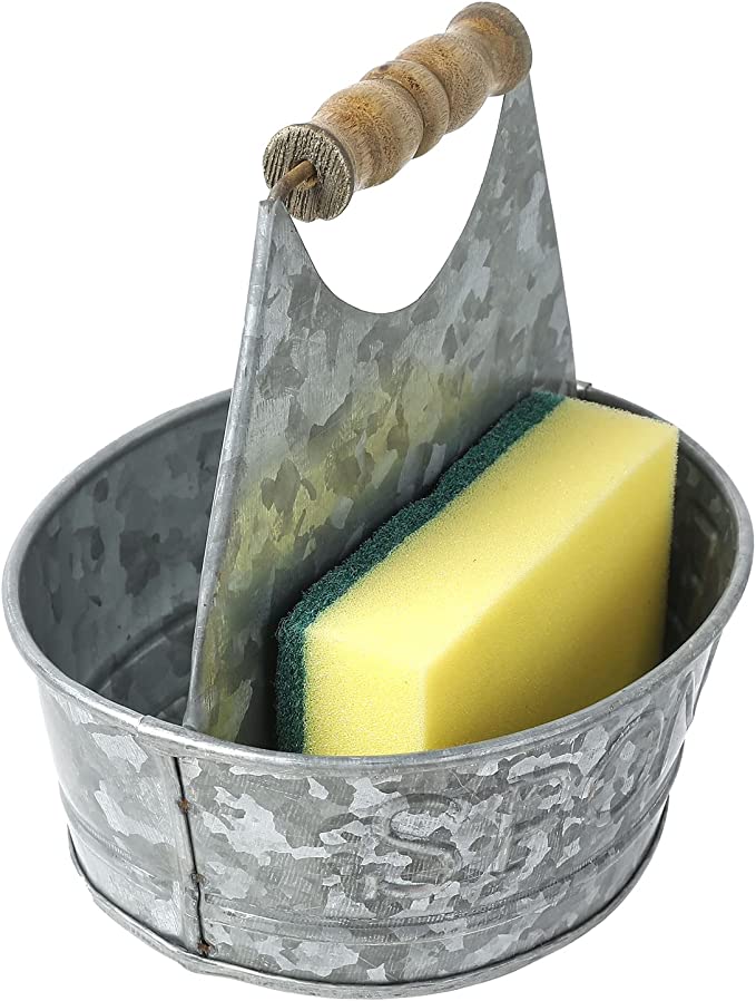 Sponge Holder for Farmhouse Sink - Rustic Galvanized Sink Holder for S -  Saratoga Home