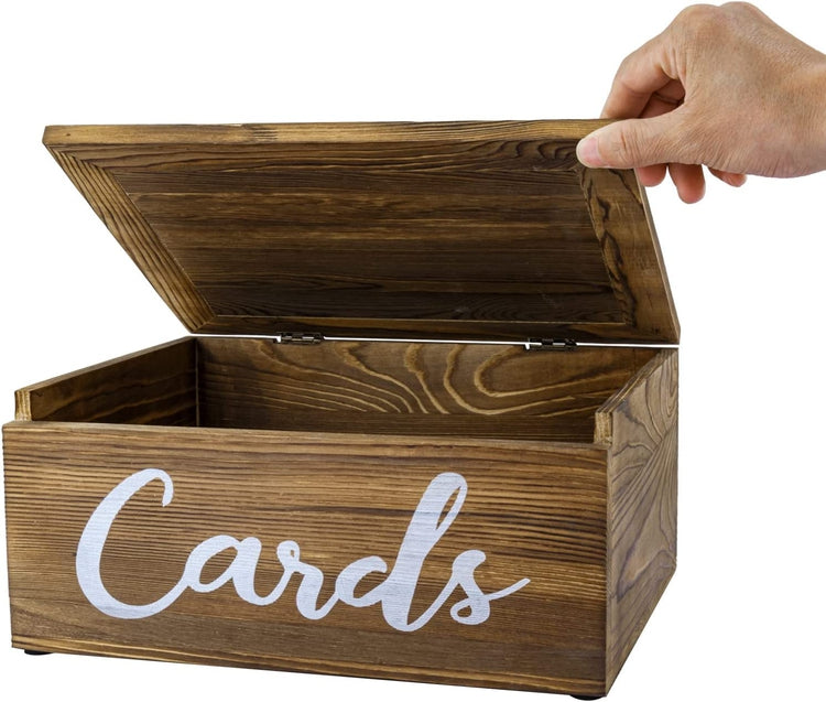 Torched Wood Wedding Card Box, Gift Card & Thank You Cards Holder with –  MyGift