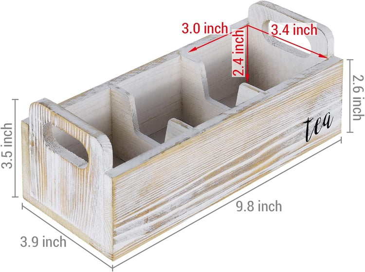 Solid Wood Storage Box with Handle and Three Compartments, Size