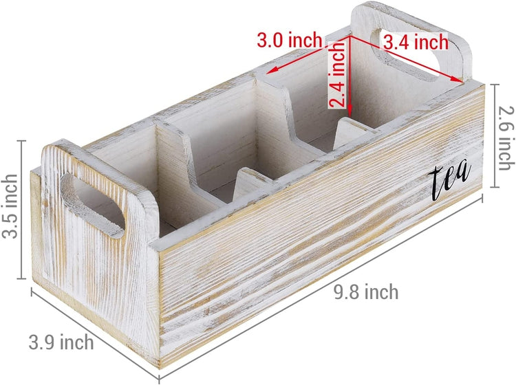 Gray Wood Tea and Condiment Organizer Storage Caddy with Compartments for  Cups, Sugar Packets, Stirrers and Creamer