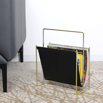 High Quality Metal Leather Magazine Rack Floor Stand Ornament