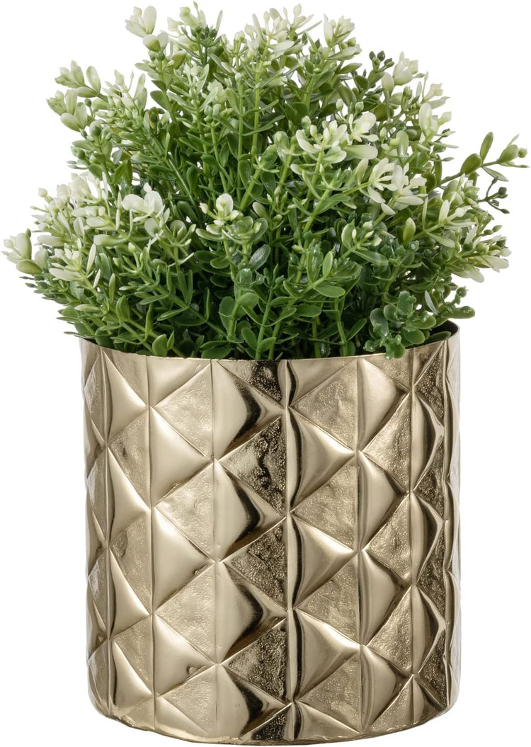 5 & 6 Inch Hammered Silver Aluminum Tone Metal Plant Pot