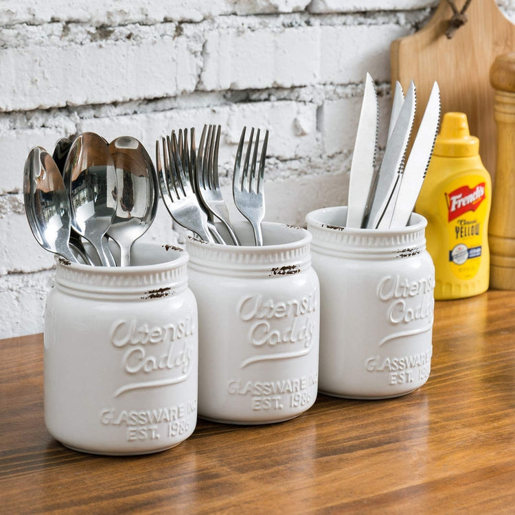 Organize Your Kitchen with a Stylish Rustic Ceramic Flatware Caddy – Mad  About Pottery