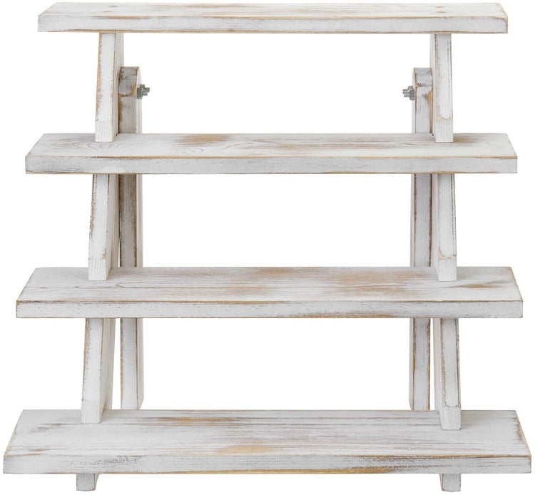 4 Tier Cascading Whitewashed Wood Retail Stair Shelf Display Riser or ...