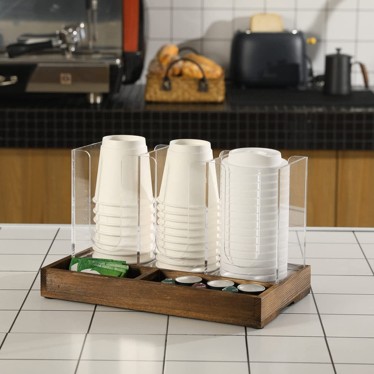 Coffee Station Organizer with 3-Slot Cup or Lid Holders and