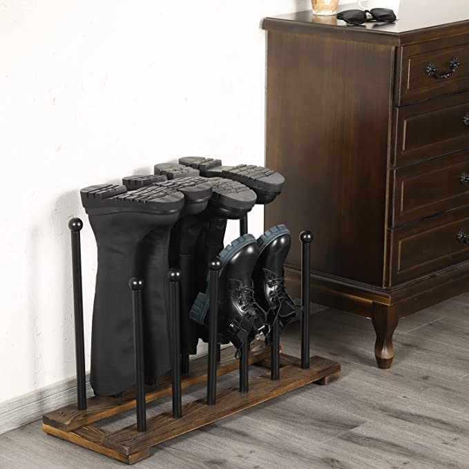 Modern Black Metal Freestanding Boot Rack Organizer, Shoe Storage Rack