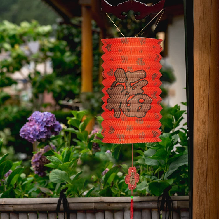 Set of 4, Traditional Style Chinese Festive Red Paper Hanging Lantern Decoration-MyGift