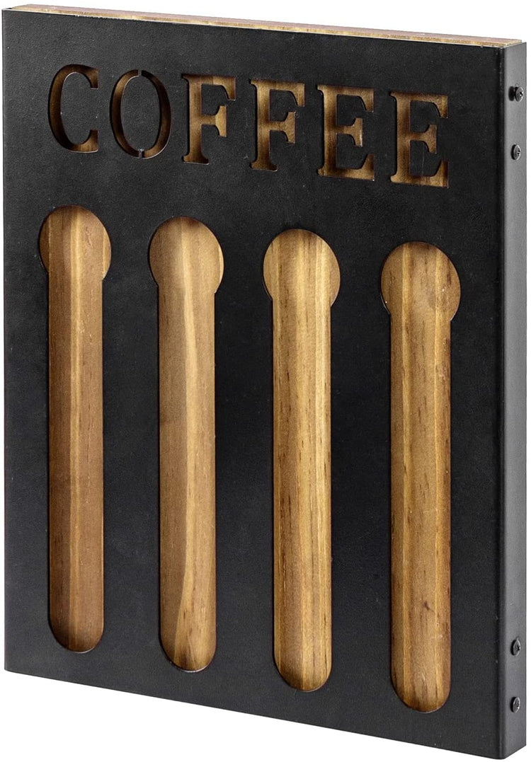 Wall Mounted Coffee Capsules Holder, Gray Brown Wood Coffee Bar Organizer  Storage Rack in Paddle Cutting Board with Rope