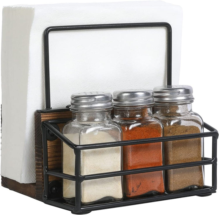 Burnt Wood, Industrial Matte Black Metal Dining Caddy with Paper Towel –  MyGift