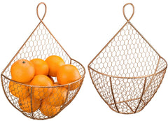 Copper Metal Wire Wall Hanging Produce Baskets, Set of 3 – MyGift