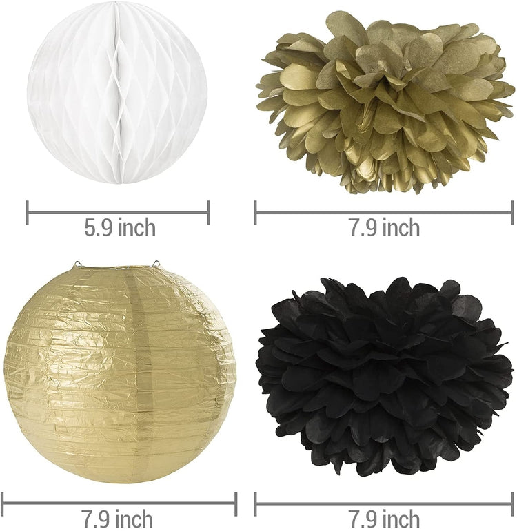 Pom Poms - White/Gold