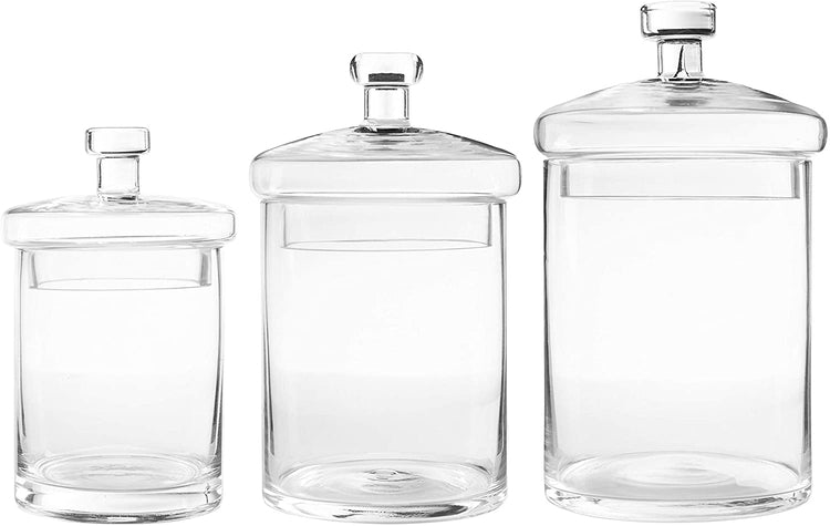 Clear Decorative Glass Jars with Lids, Set of 3