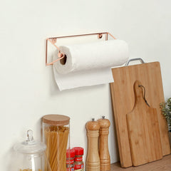 Burnt Wood and Gold Metal Kitchen Paper Towel Holder, Wall Mounted wit –  MyGift