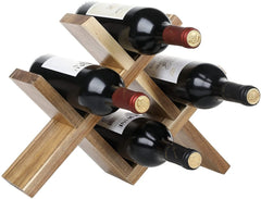 Acacia Wood 4-Bottle Countertop Wine Bottle Storage Rack with