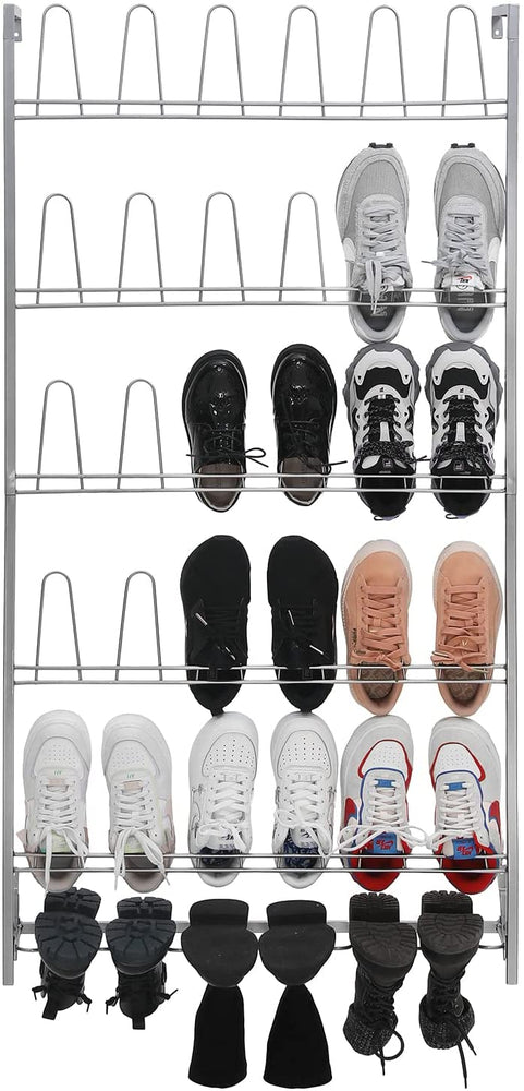 Sliver Metal Wall Mounted Boots and Shoe Rack Storage Organizer Stand, –  MyGift