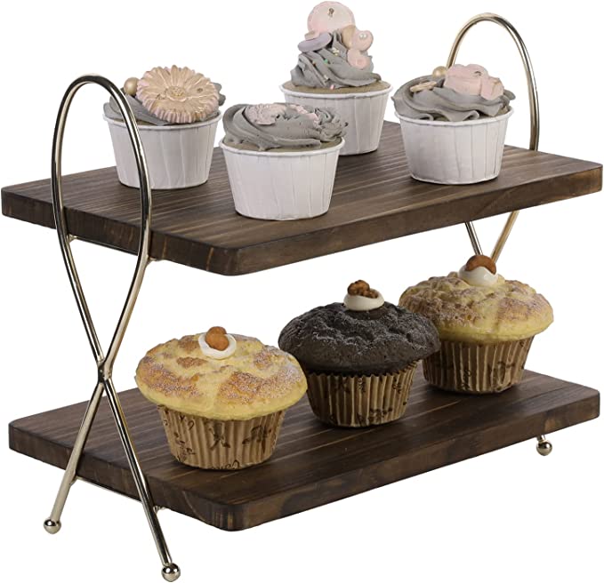 Dessert and Appetizer Serving Riser Display, 2 Tier Cupcake Holder Stand-MyGift