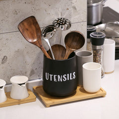 Utensils Ceramic Crock White with Black Letters – Blueberry Lane Shop