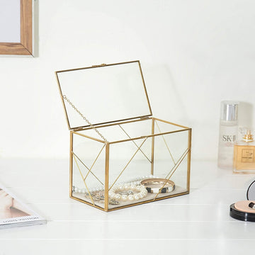 Geometric Glass and Brass Shadow Box - Perfect as Jewelry Display Case ...