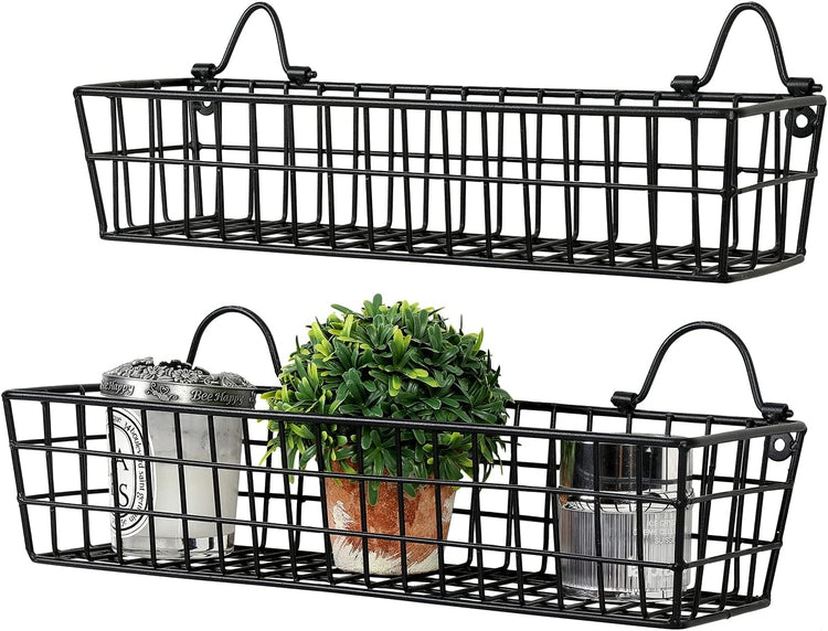 Nordic Wrought Iron Storage Basket Magazine Newspaper Storage Rack Wall Mount Home Decoration Office Debris Storage Basket (Black), Size: 26.5