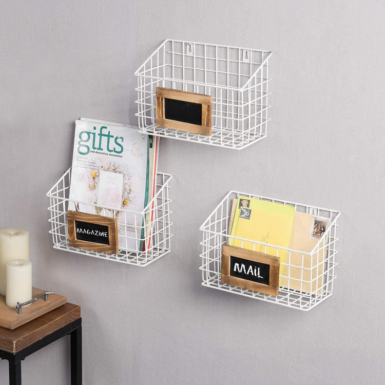 Modern Wire Magazine Newspaper Storage Baskets Wall Mounted