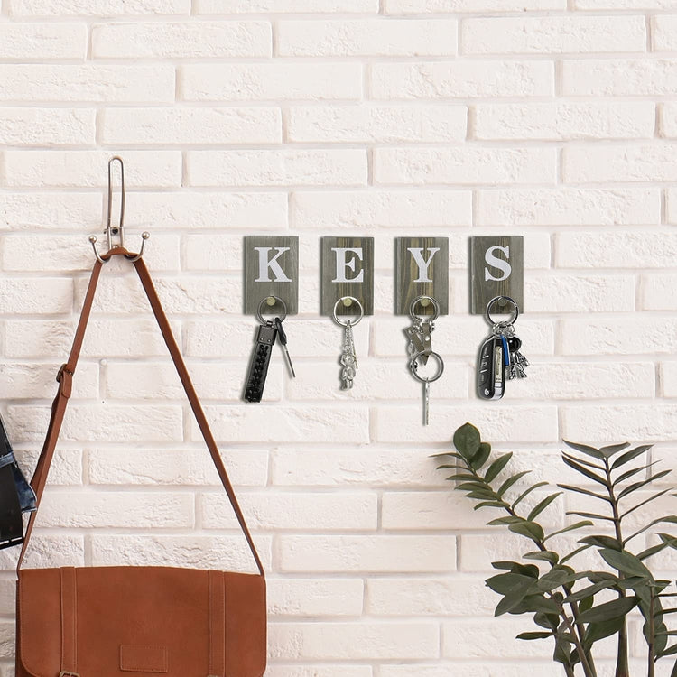 White 4-Hook Wall-Mounted Key Holder