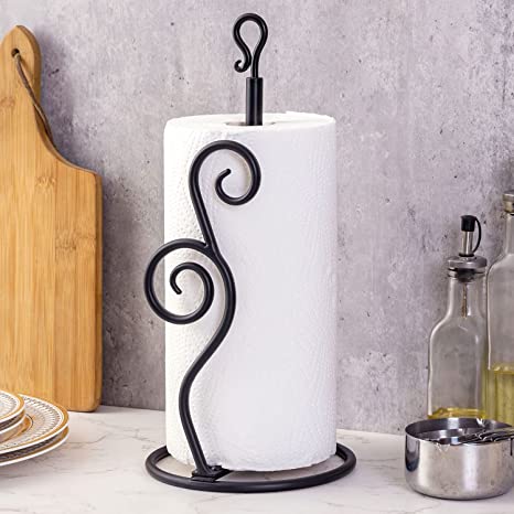 Black Metal Countertop Paper Towel Holder with Condiment Shel – MyGift