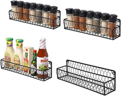 12 inch Black Chicken Wire Wall Mounted Spice Rack Kitchen