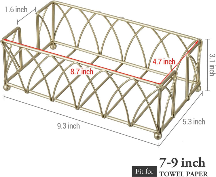 Brass Tone Metal Wire Bathroom Countertop Folded Paper Towel Holder, V –  MyGift