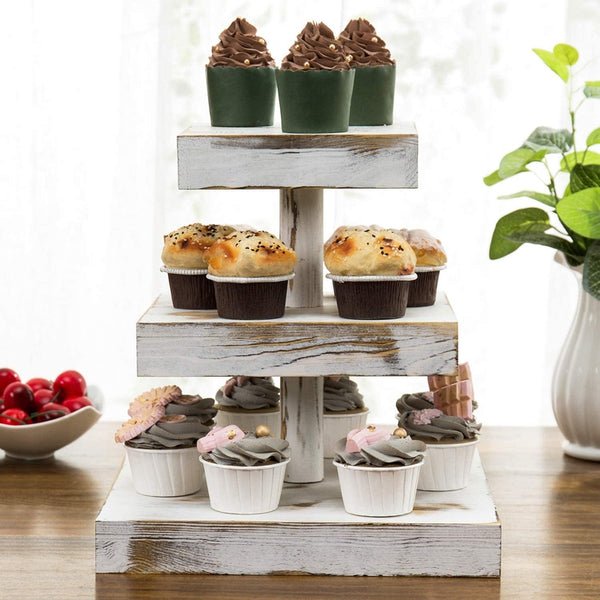 3-Tier, 12-Inch Whitewashed Wood Cupcake Desserts Stand – MyGift