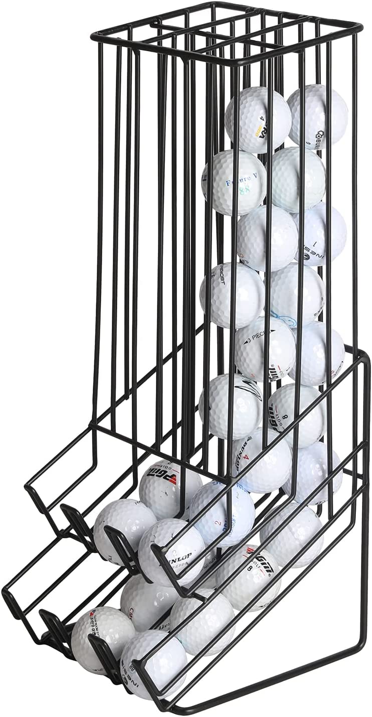 Golf Ball Basket Holder, Matte Black Metal Wire Golf Ball Dispenser and Countertop Display Rack-MyGift