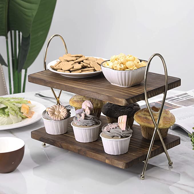 Dessert and Appetizer Serving Riser Display, 2 Tier Cupcake Holder Stand-MyGift